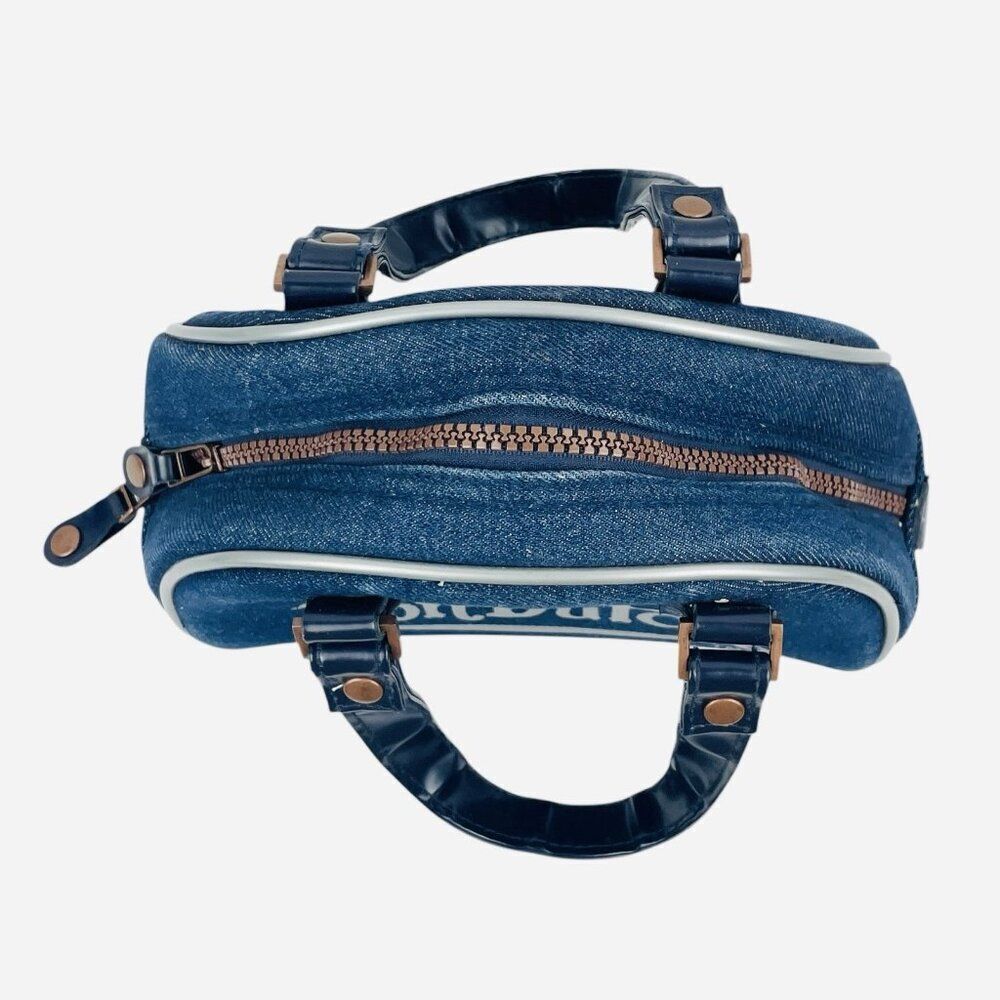 RARE Vintage 2000s Von Dutch Denim Mini Bowling Bag Purse Y2K White Trim Logo - Picture 6 of 13